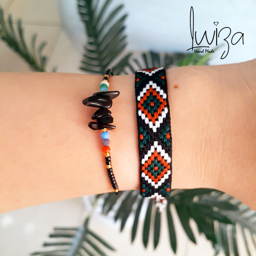 Bracelet Artisanal Fait Main Unique - Bleu, Longueur 17-18cm, Neuf Avec étiquettes